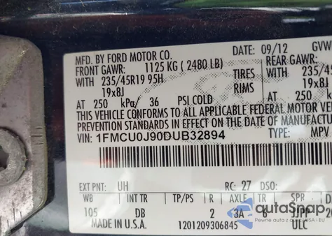 2013 Ford Escape Titanium from USA, damaged, VIN 1FMCU0J90DUB32894